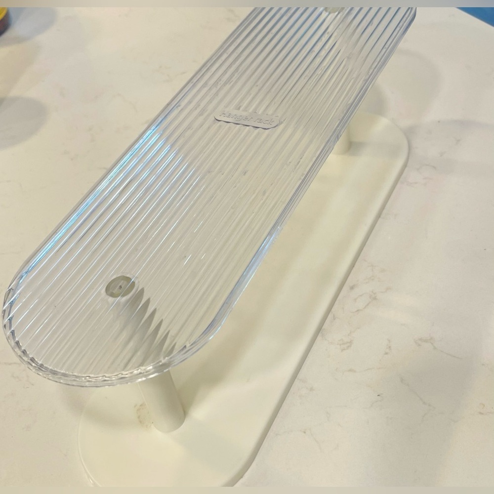 Clear Acrylic Tray on White Stand